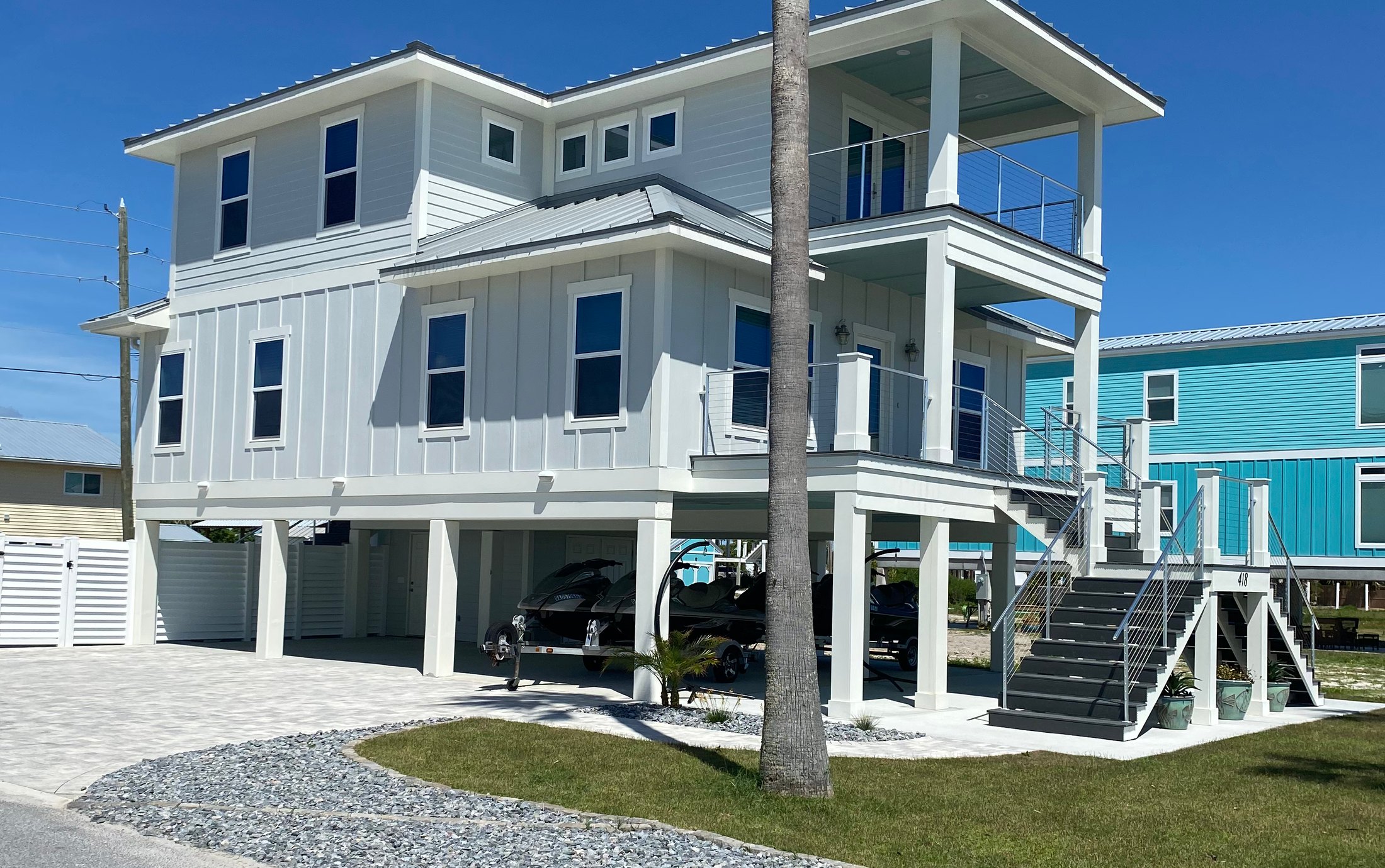 Completed elevated Florida beach house built by L. Henson